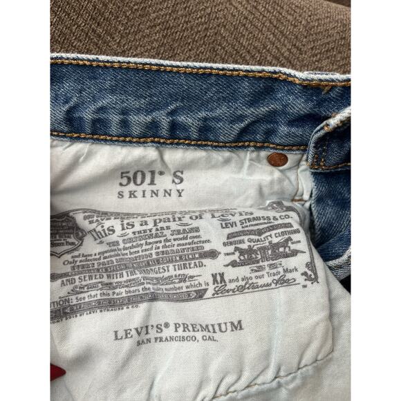 Levi’s 501 Premium Skinny Jeans W/ Big E Women 26x28 Button Fly High Rise - Picture 10 of 12